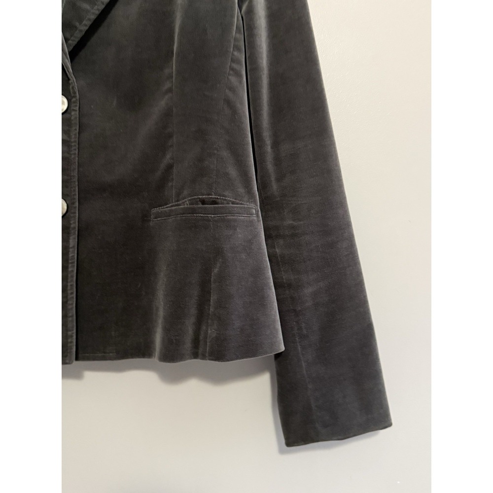Anne Klein Velvet Blazer Jacket Gray Stretch Office Preppy Work Button Pocket 10 - Picture 5 of 13